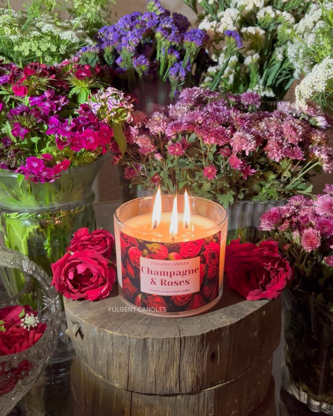 Champagne & Roses – 3 Wick Candle