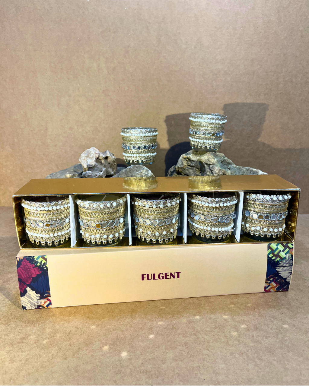 Golden Pearl Candles Gift Set