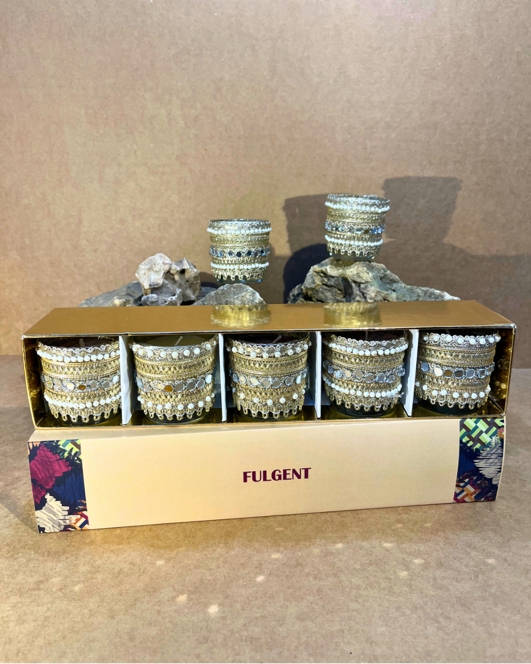 Golden Pearl Candles Gift Set